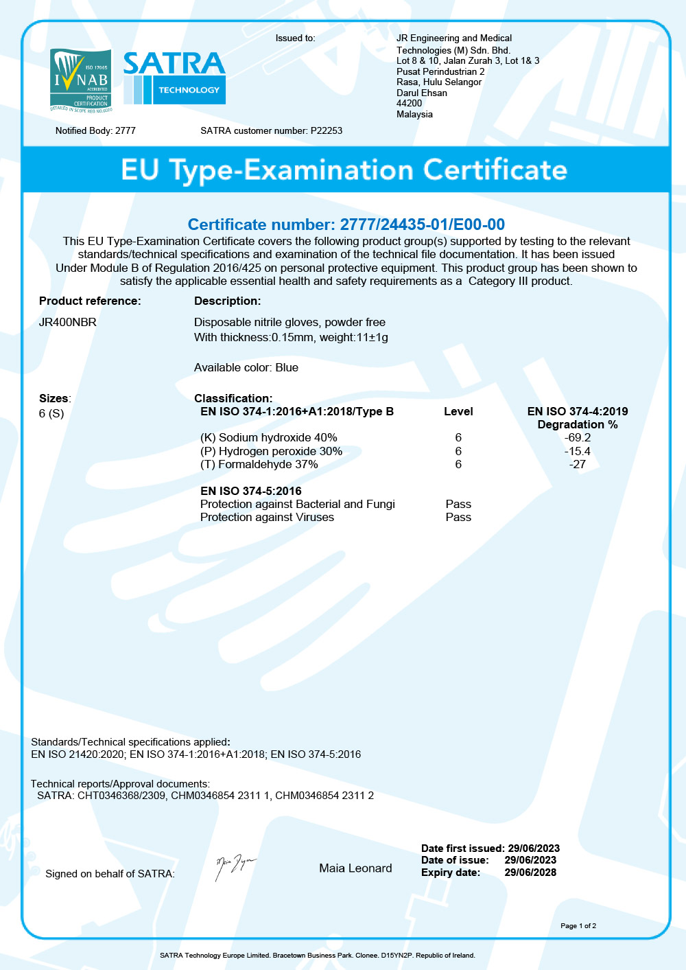 EU Type-Examination Certificate